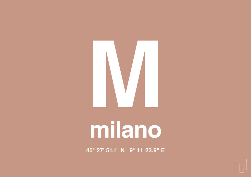 plakat: byplakat milano med koordinater - powder-Byer-A1two3
