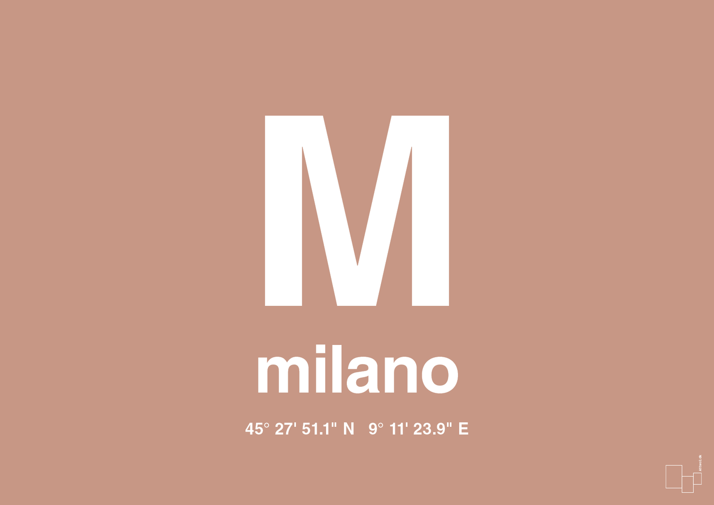 plakat: byplakat milano med koordinater - powder-Byer-A1two3