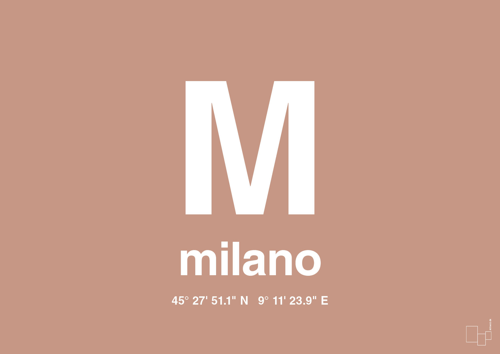 plakat: byplakat milano med koordinater - powder-Byer-A1two3