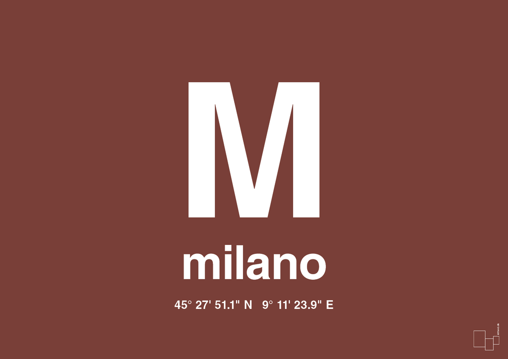 plakat: byplakat milano med koordinater - red pepper-Byer-A1two3