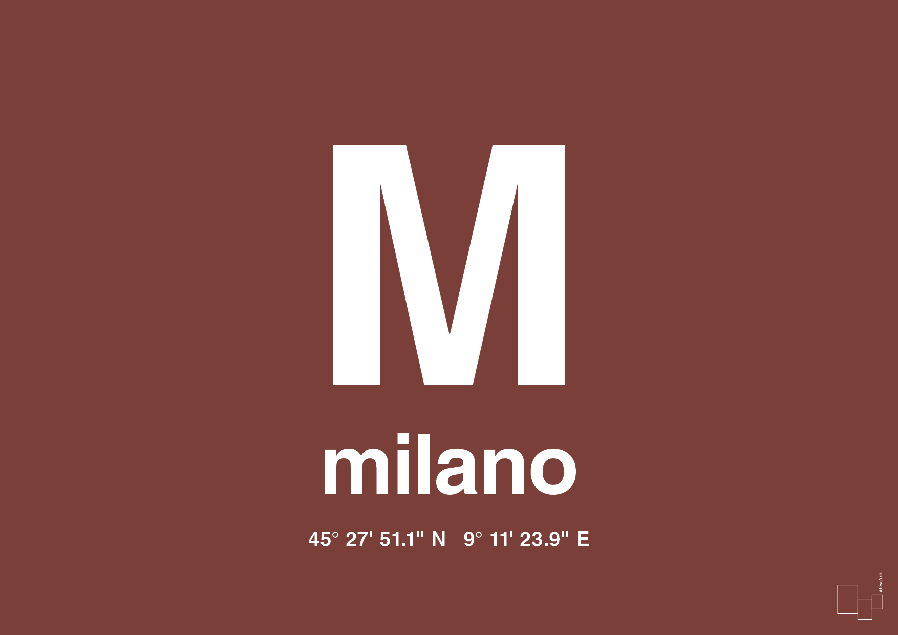 plakat: byplakat milano med koordinater - red pepper-Byer-A1two3