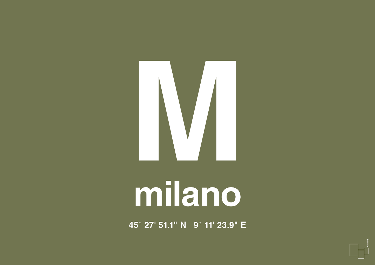 plakat: byplakat milano med koordinater - secret meadow-Byer-A1two3