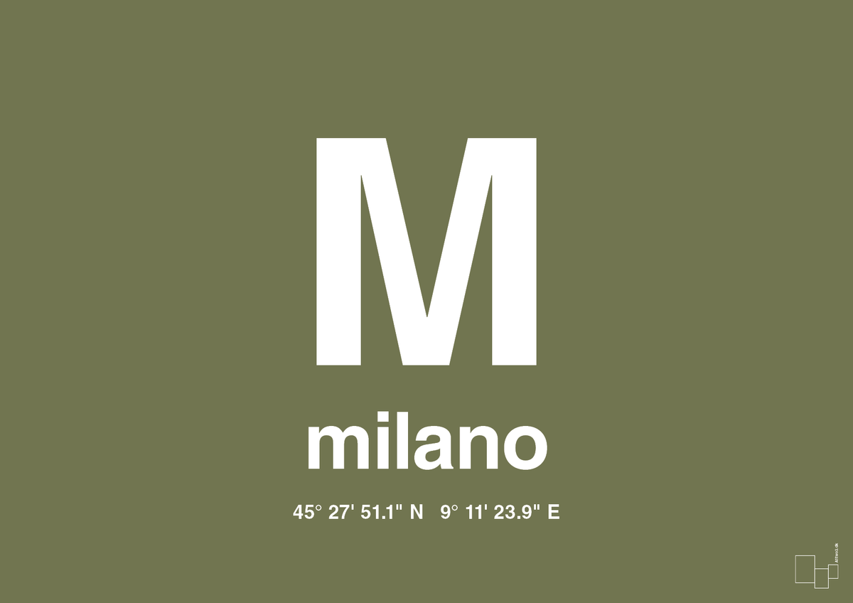 plakat: byplakat milano med koordinater - secret meadow-Byer-A1two3