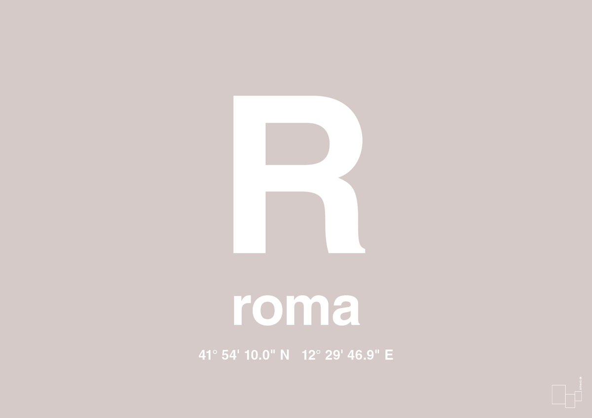 plakat: byplakat rom med koordinater - broken beige-Byer-A1two3