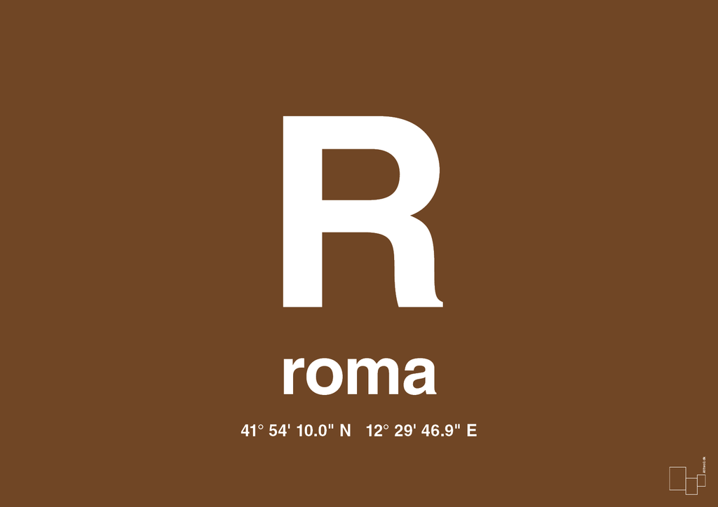 plakat: byplakat rom med koordinater - dark brown-Byer-A1two3