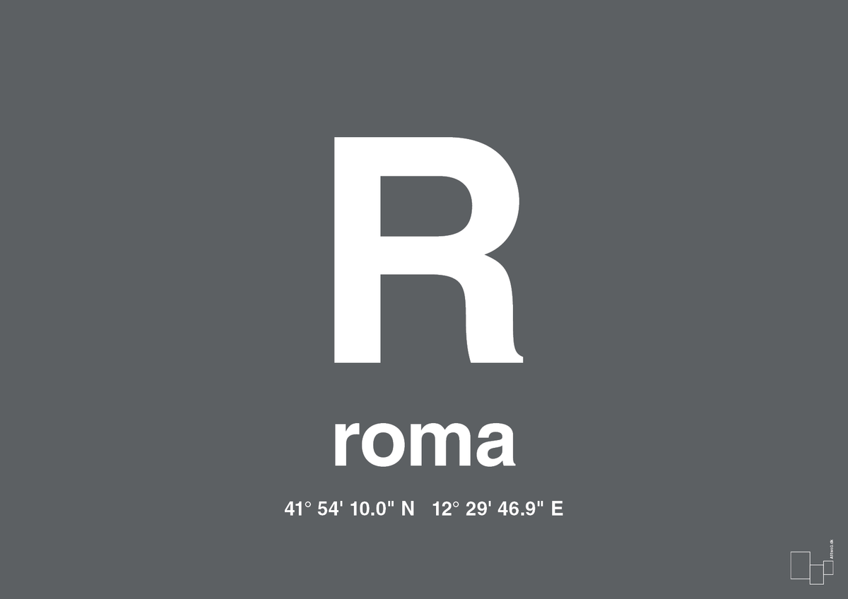 plakat: byplakat rom med koordinater - graphic charcoal-Byer-A1two3