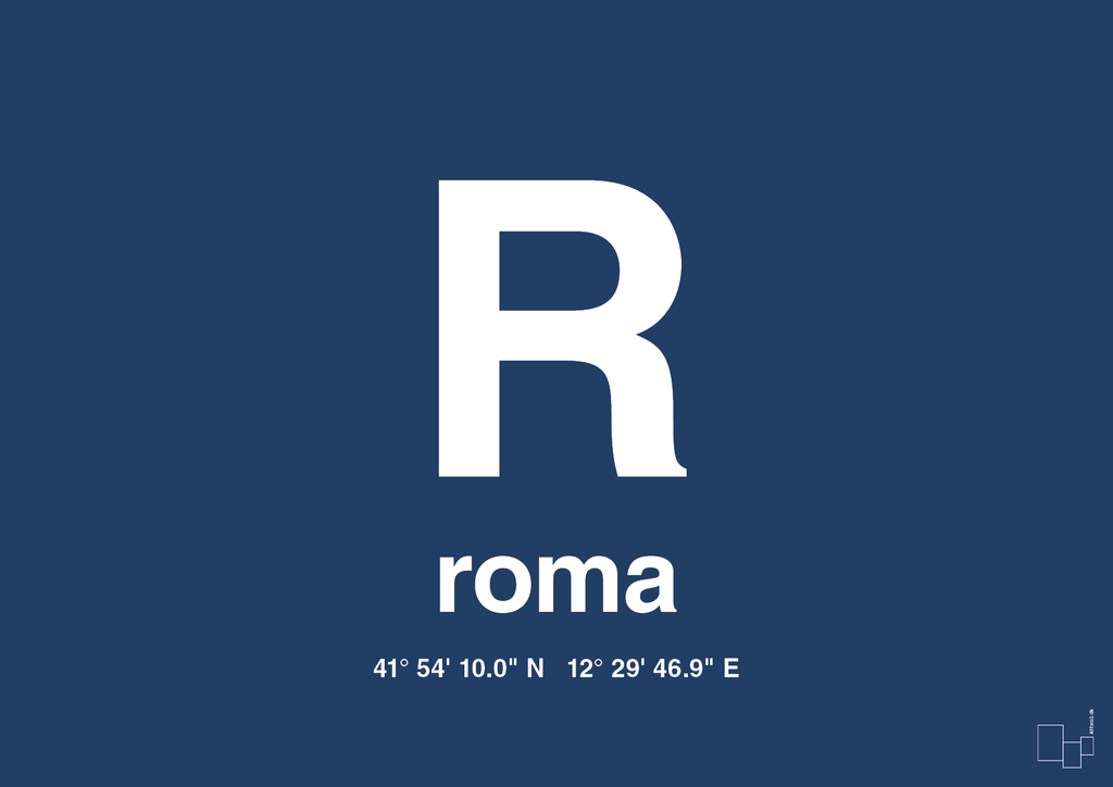 plakat: byplakat rom med koordinater - lapis blue-Byer-A1two3