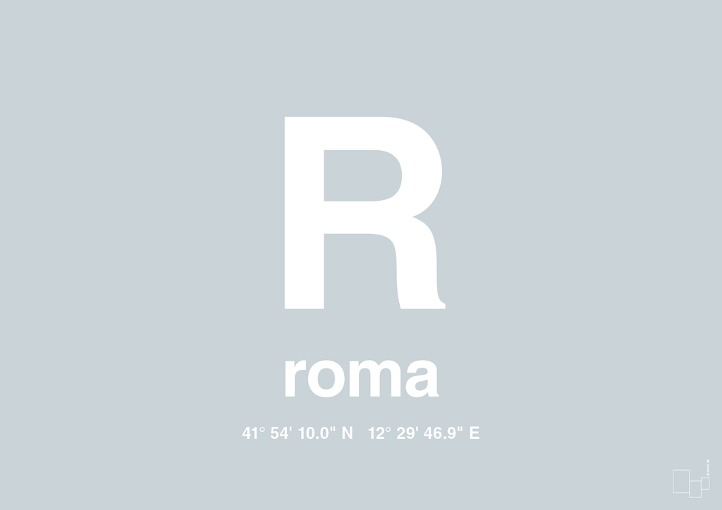 plakat: byplakat rom med koordinater - light drizzle-Byer-A1two3