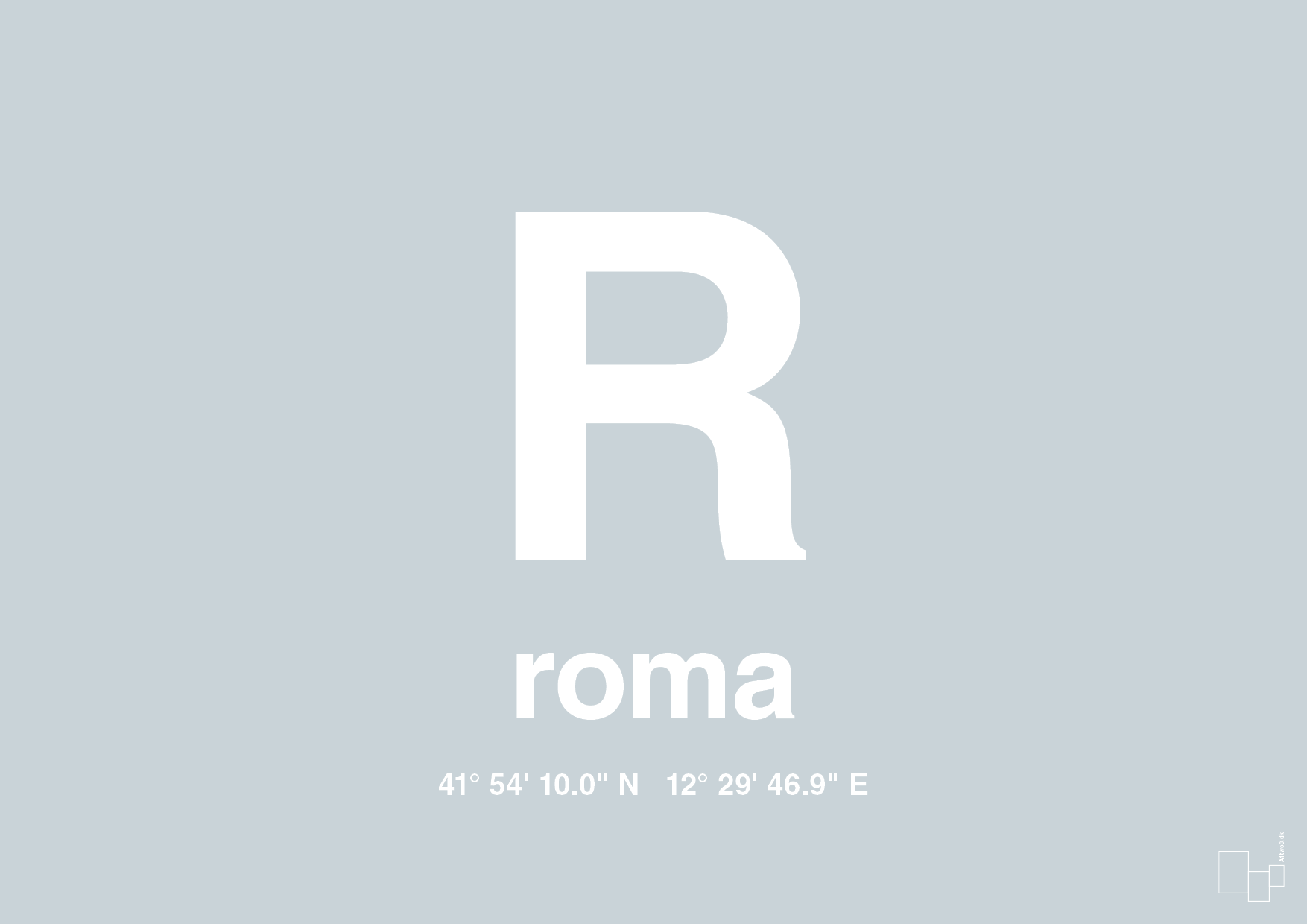 plakat: byplakat rom med koordinater - light drizzle-Byer-A1two3