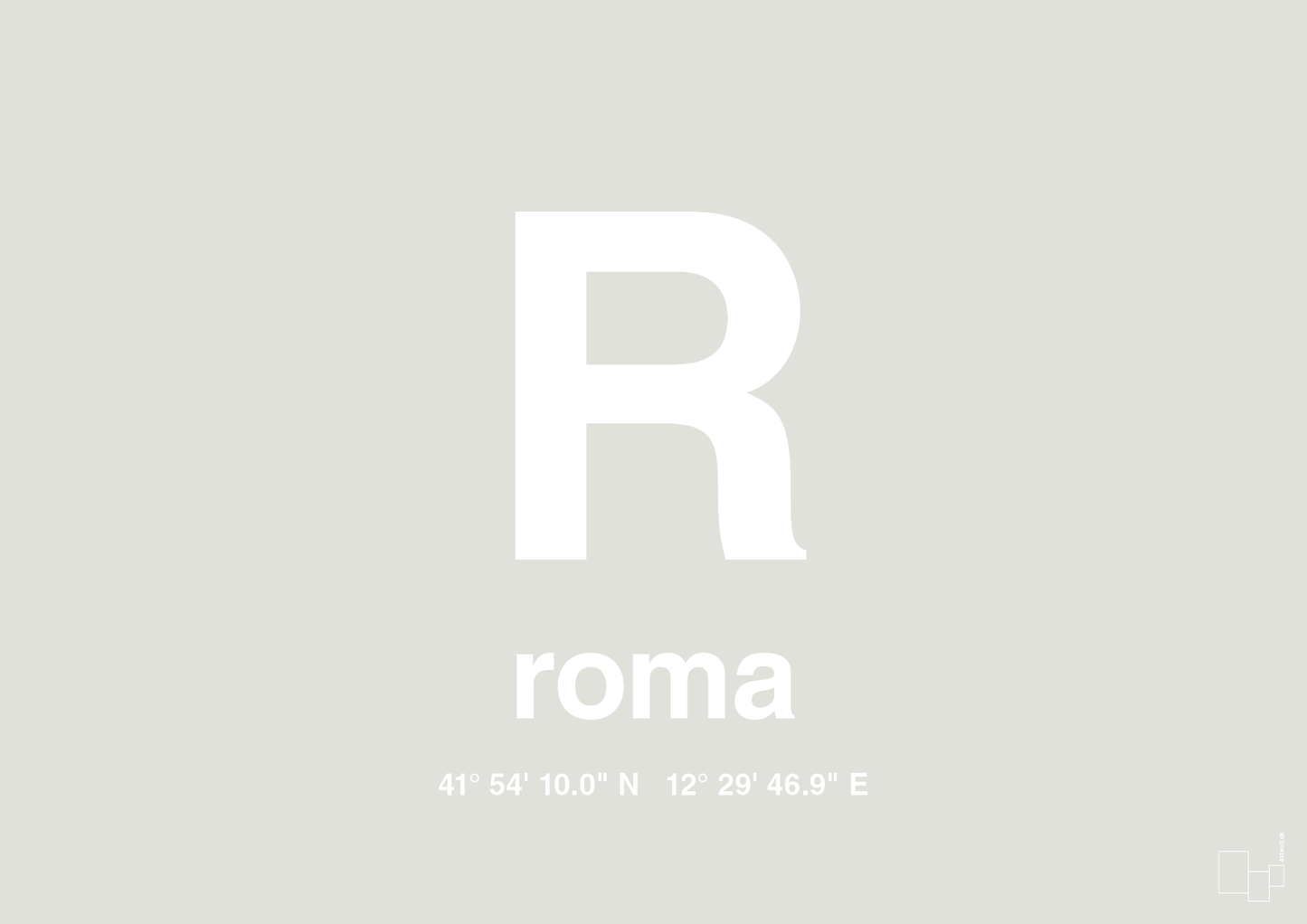 plakat: byplakat rom med koordinater - painters white-Byer-A1two3