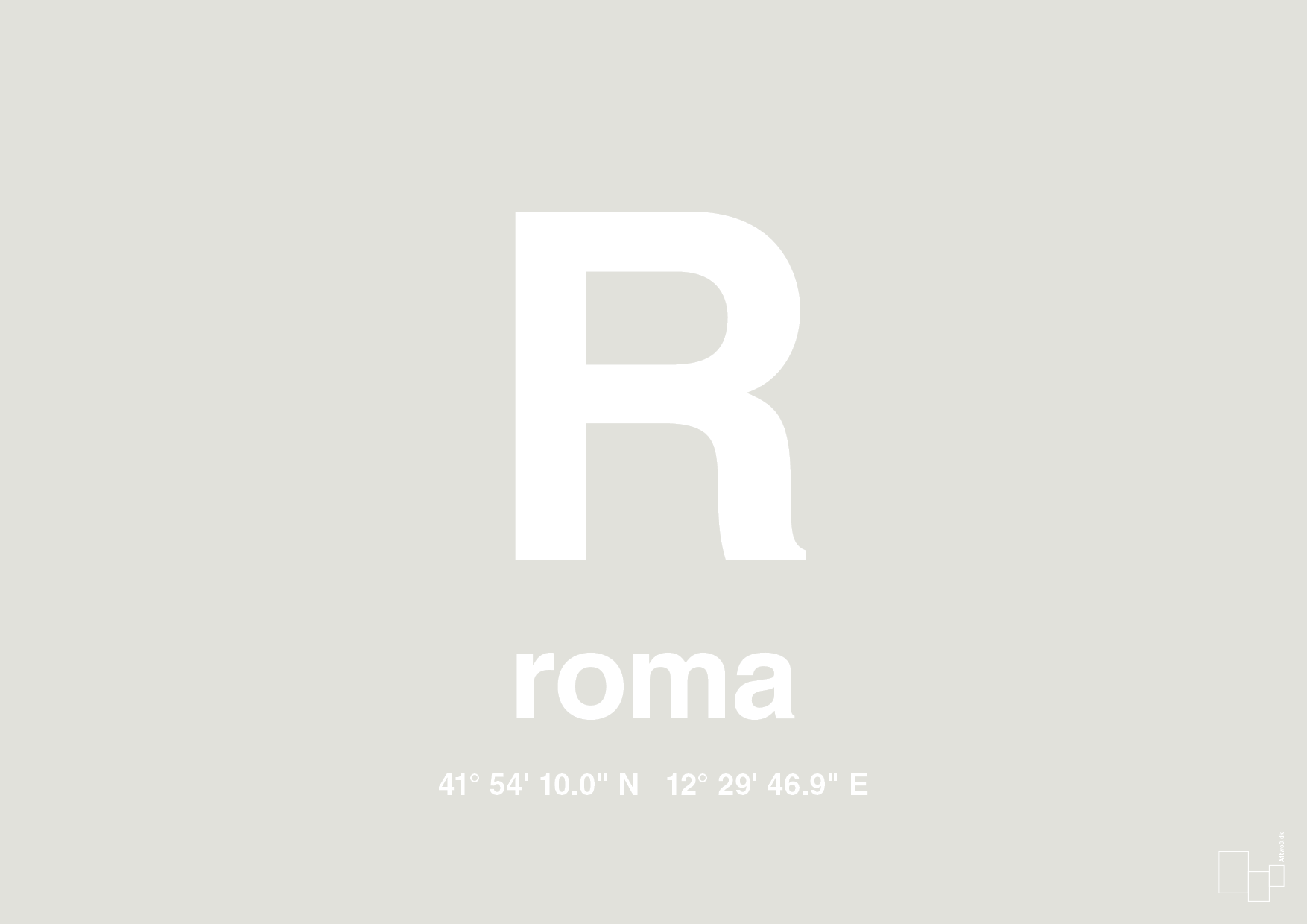 plakat: byplakat rom med koordinater - painters white-Byer-A1two3