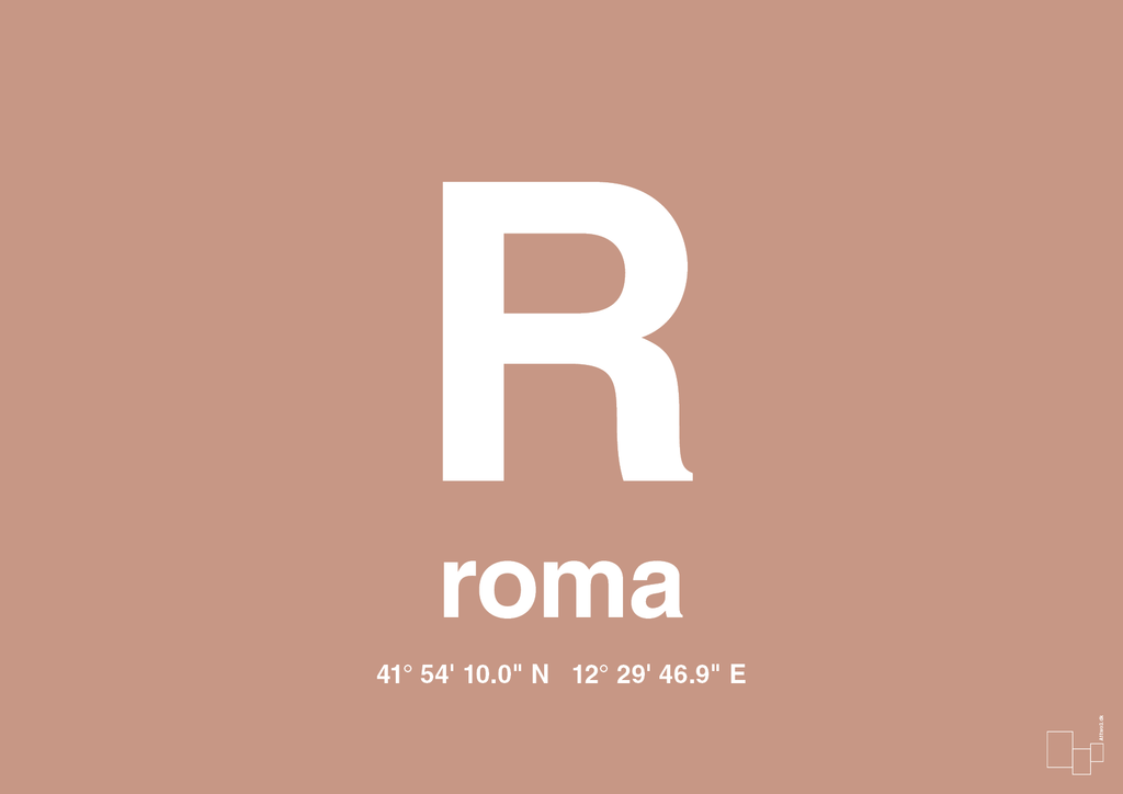 plakat: byplakat rom med koordinater - powder-Byer-A1two3