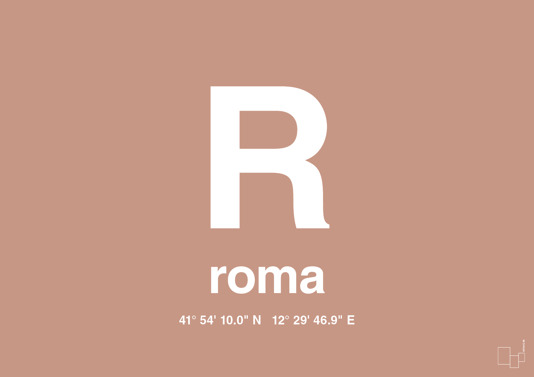 plakat: byplakat rom med koordinater - powder-Byer-A1two3