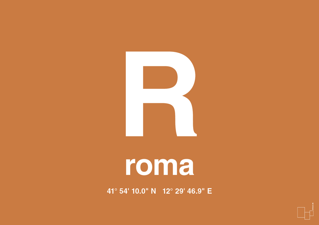 plakat: byplakat rom med koordinater - rumba orange-Byer-A1two3