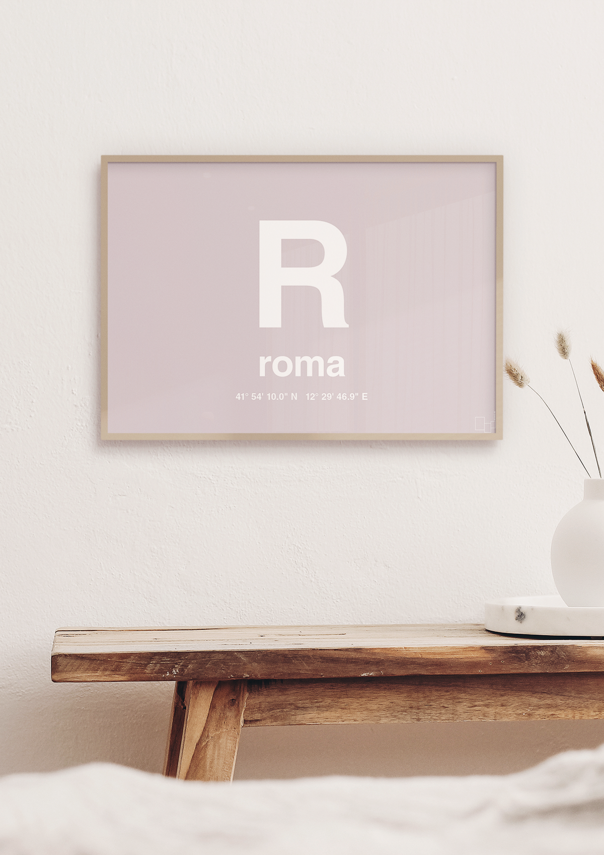 plakat: byplakat rom med koordinater - creamy mushroom-Byer-A1two3