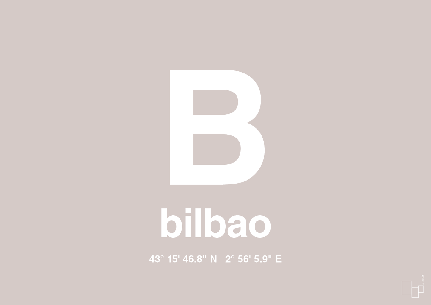 plakat: byplakat bilbao med koordinater - broken beige-Byer-A1two3