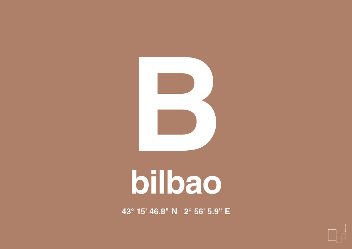 plakat: byplakat bilbao med koordinater - cider spice-Byer-A1two3
