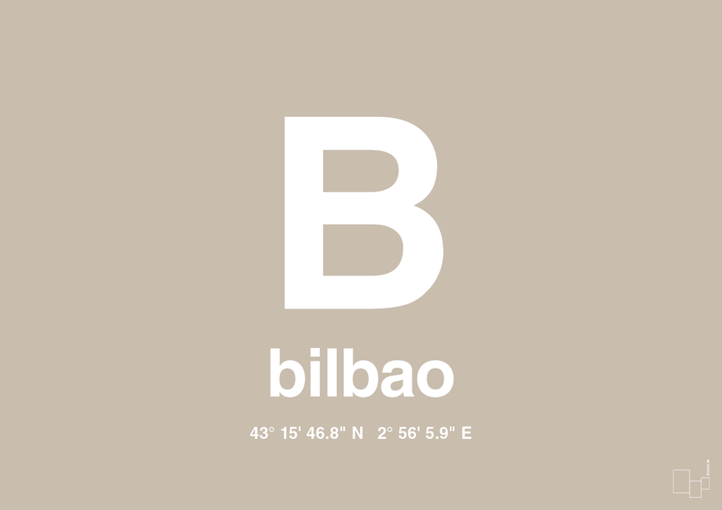 plakat: byplakat bilbao med koordinater - creamy mushroom-Byer-A1two3