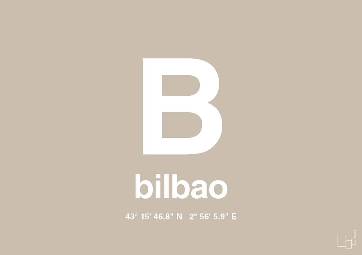 plakat: byplakat bilbao med koordinater - creamy mushroom-Byer-A1two3