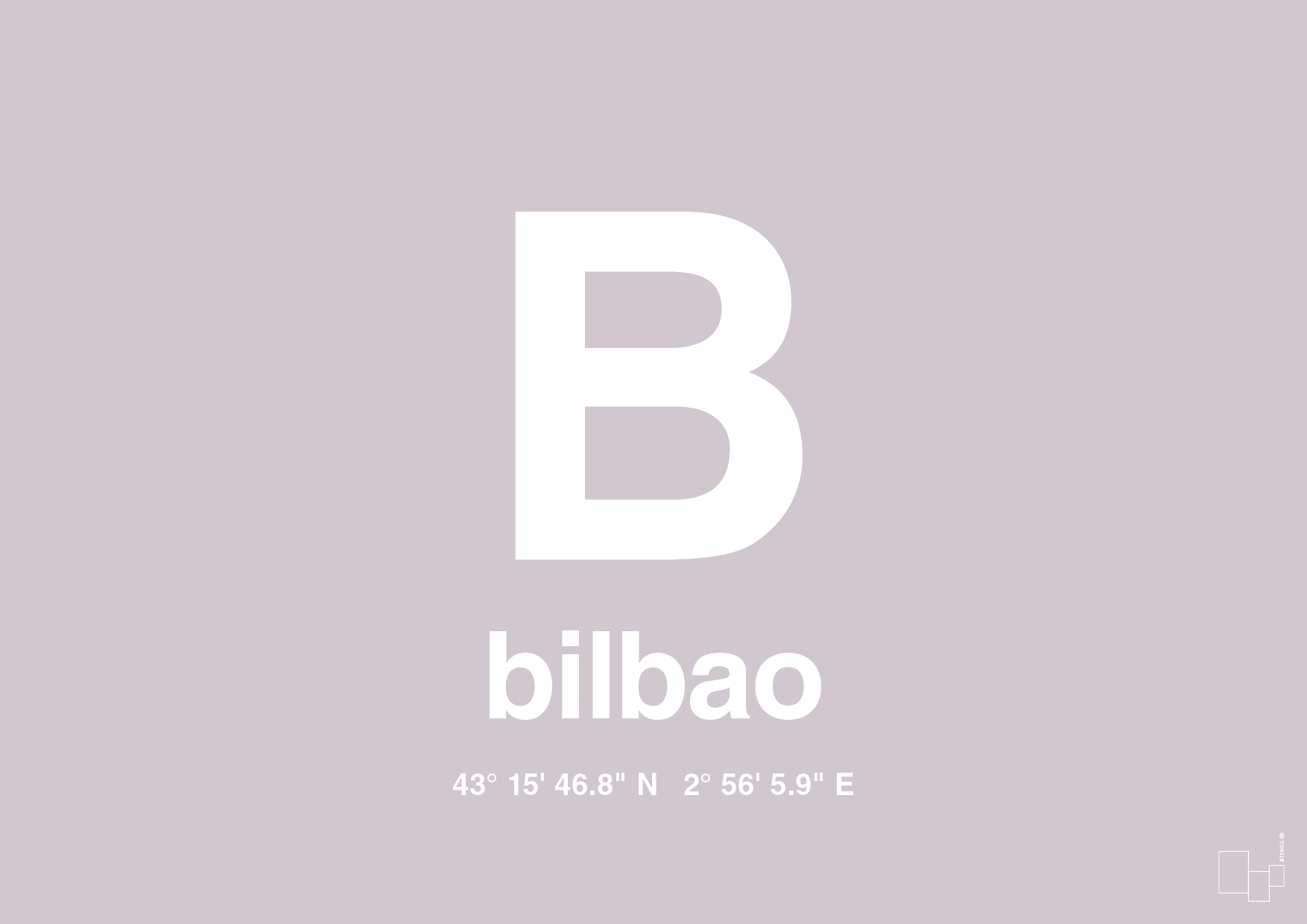 plakat: byplakat bilbao med koordinater - dusty lilac-Byer-A1two3