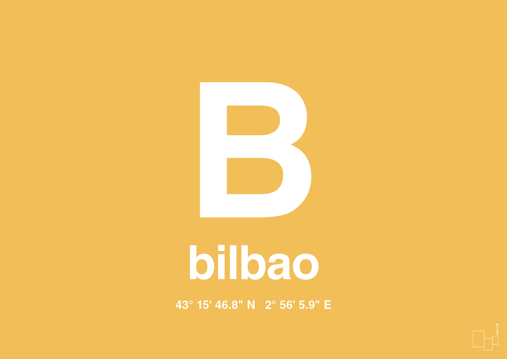 plakat: byplakat bilbao med koordinater - honeycomb-Byer-A1two3