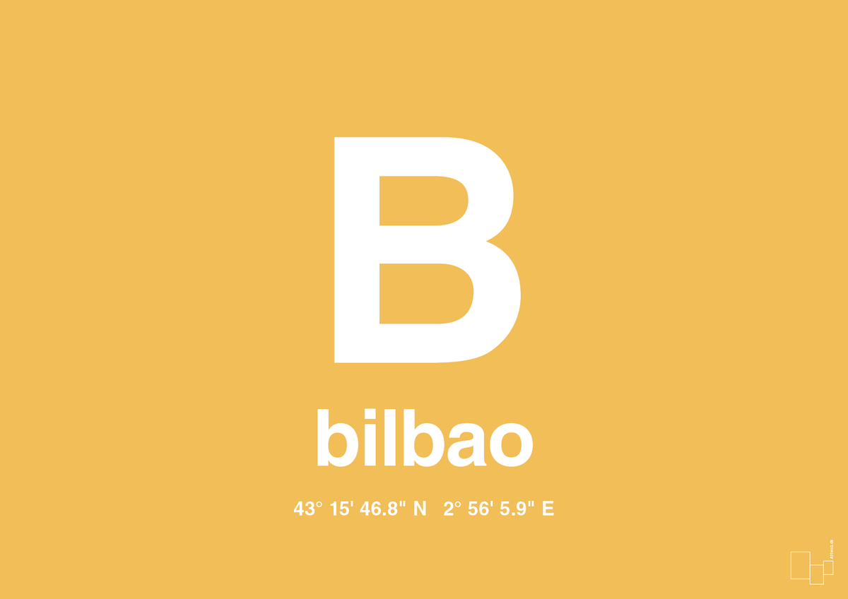 plakat: byplakat bilbao med koordinater - honeycomb-Byer-A1two3