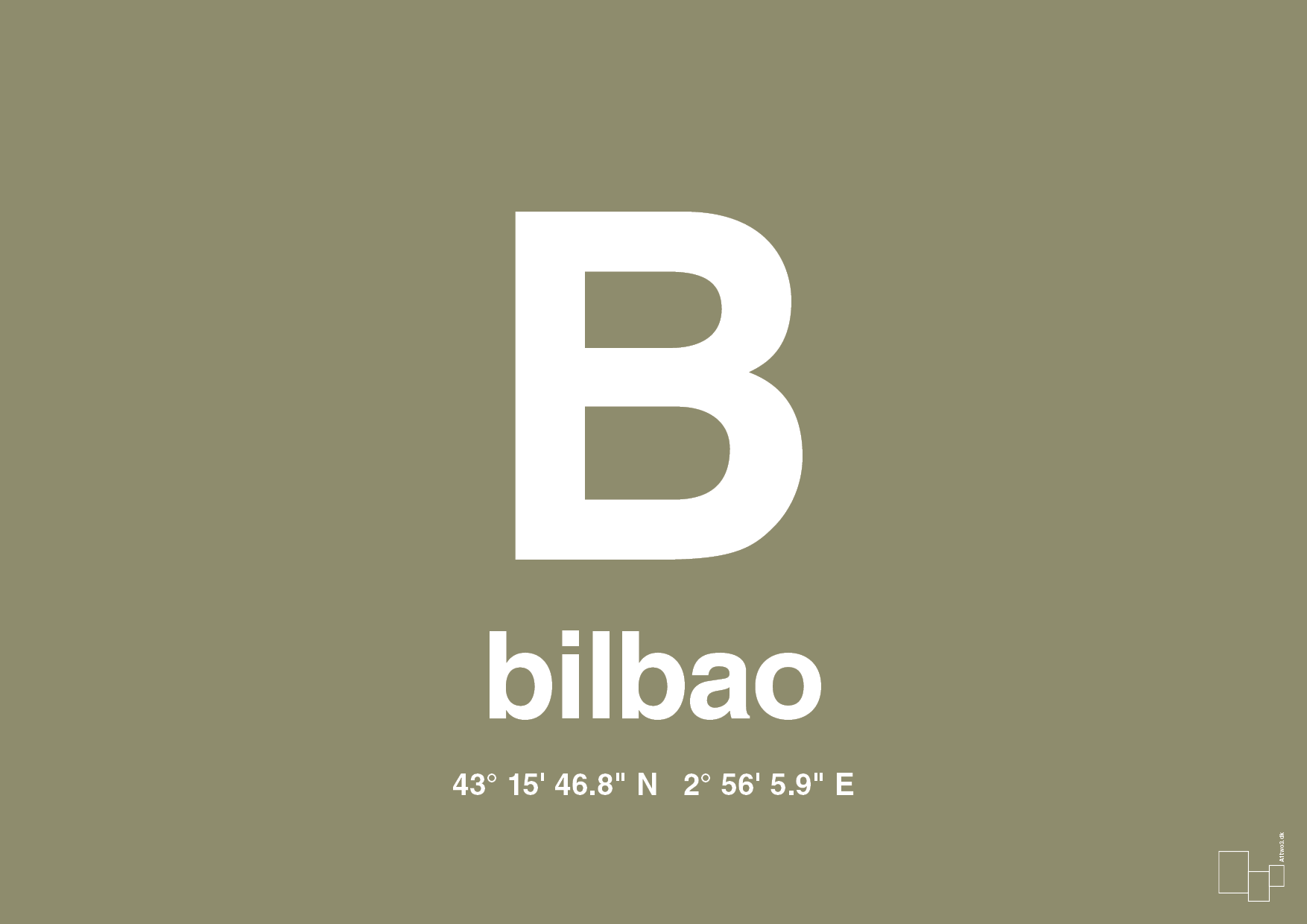 plakat: byplakat bilbao med koordinater - misty forrest-Byer-A1two3