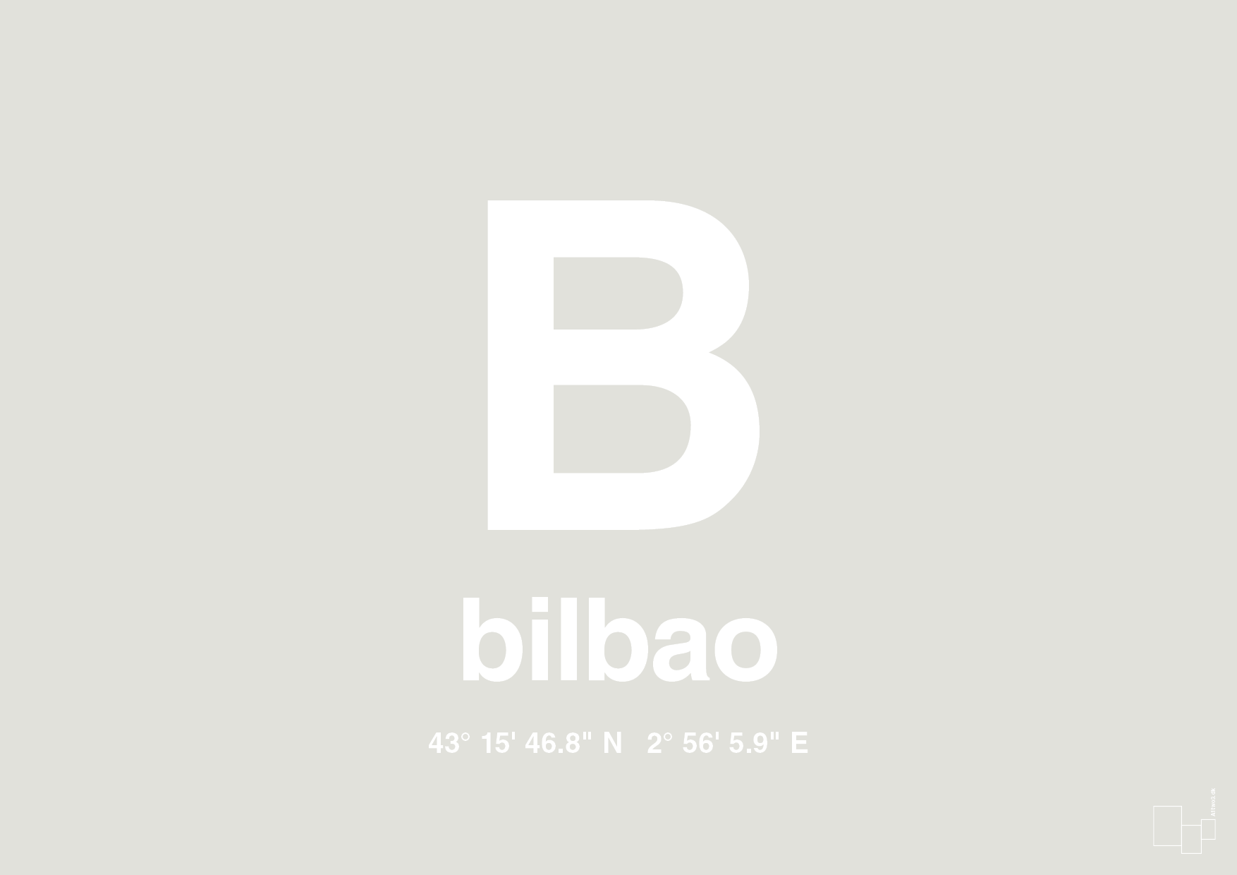plakat: byplakat bilbao med koordinater - painters white-Byer-A1two3