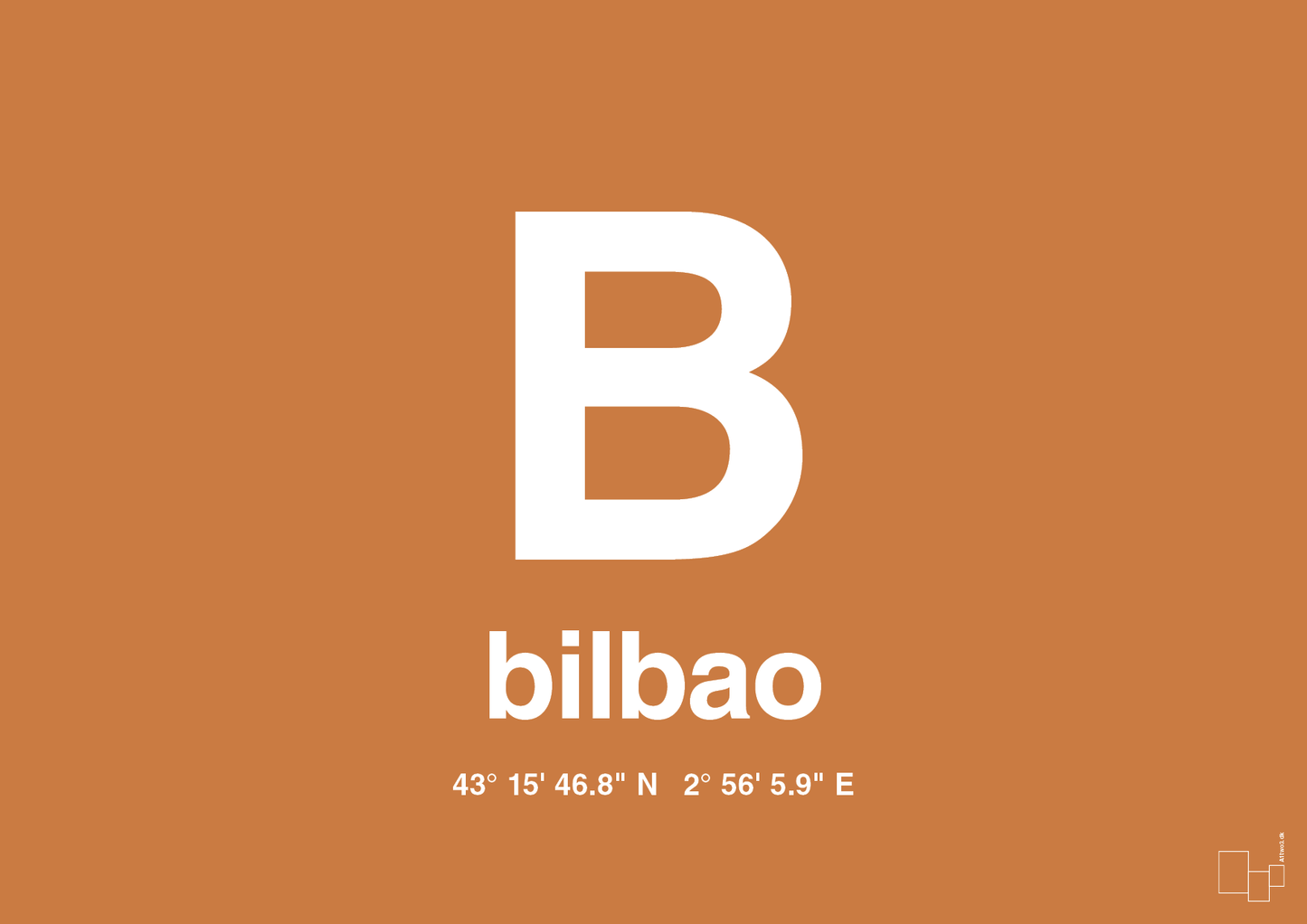 plakat: byplakat bilbao med koordinater - rumba orange-Byer-A1two3