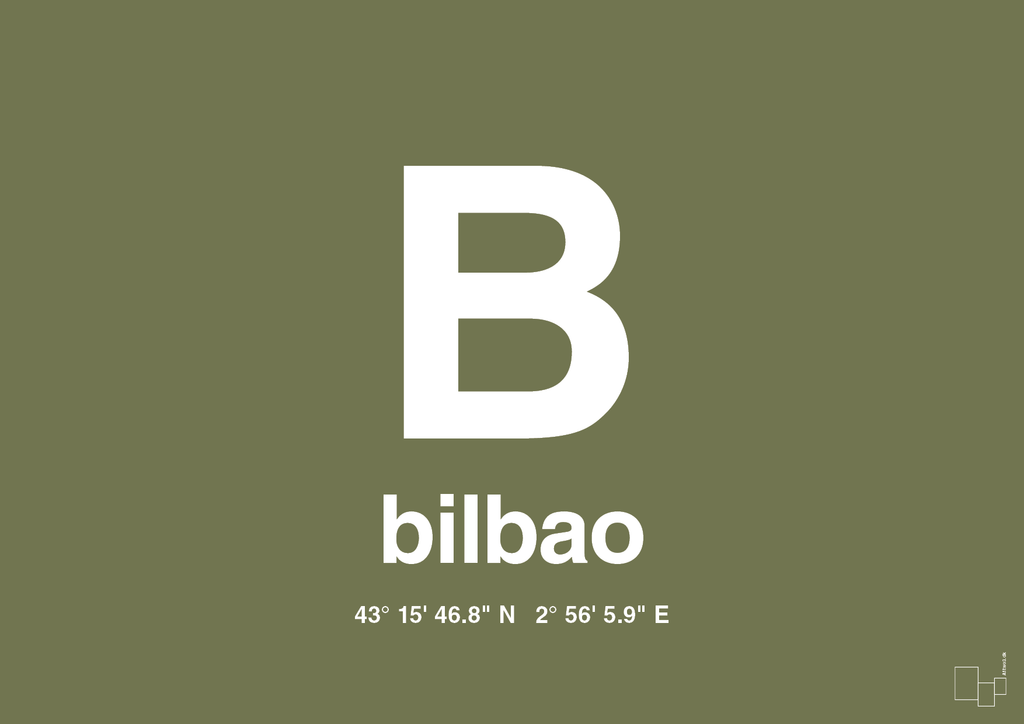 plakat: byplakat bilbao med koordinater - secret meadow-Byer-A1two3