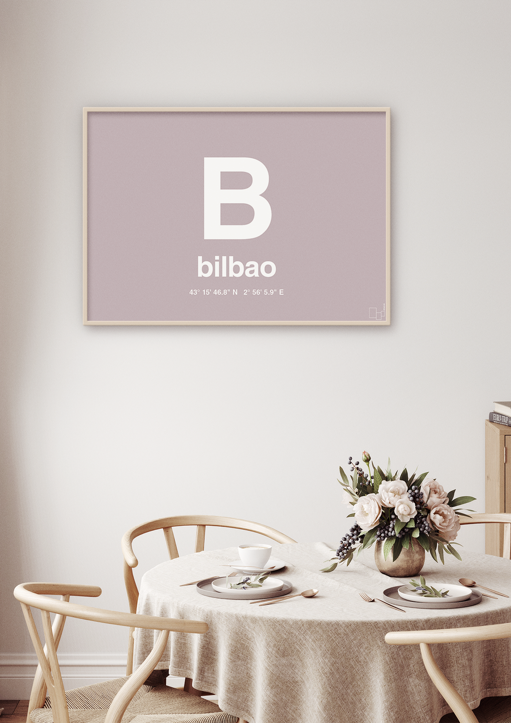 plakat: byplakat bilbao med koordinater - creamy mushroom-Byer-A1two3