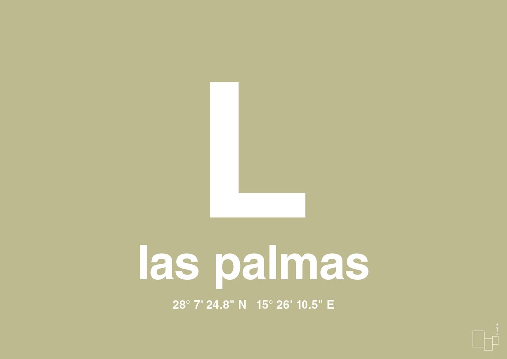 plakat: byplakat las palmas de gran canaria med koordinater - back to nature-Byer-A1two3