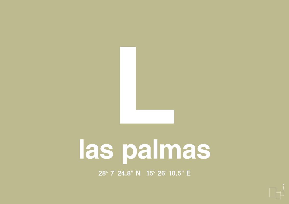 plakat: byplakat las palmas de gran canaria med koordinater - back to nature-Byer-A1two3