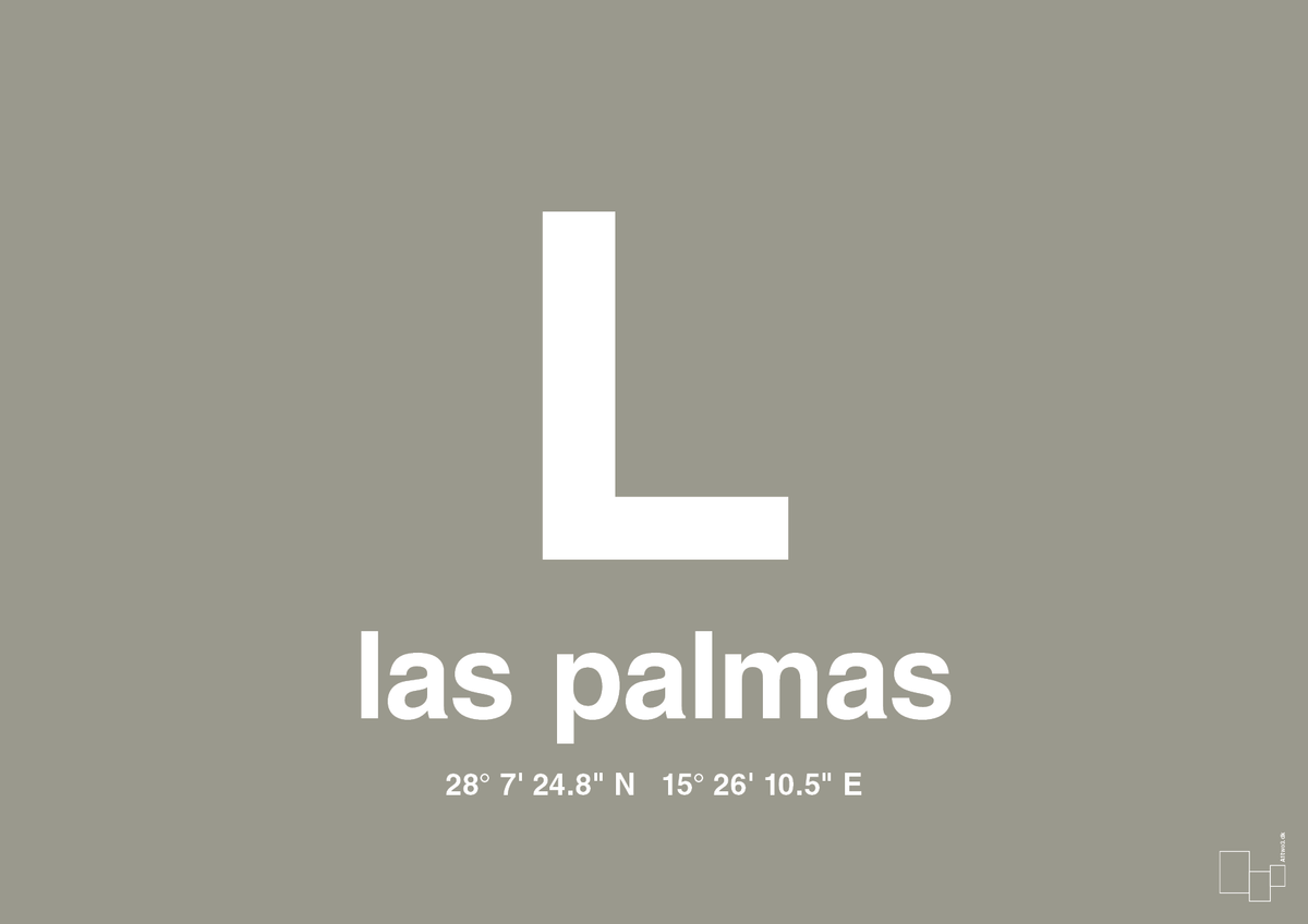 plakat: byplakat las palmas de gran canaria med koordinater - battleship gray-Byer-A1two3