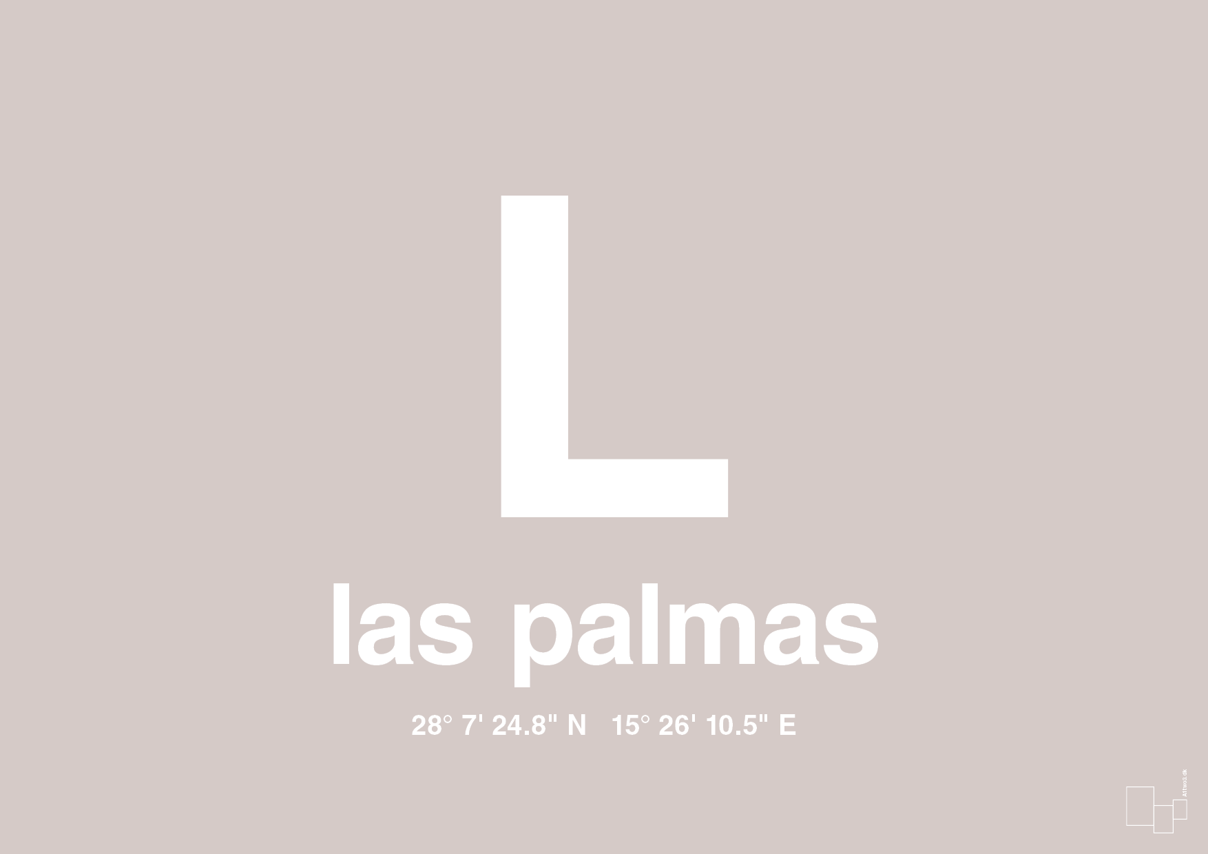 plakat: byplakat las palmas de gran canaria med koordinater - broken beige-Byer-A1two3
