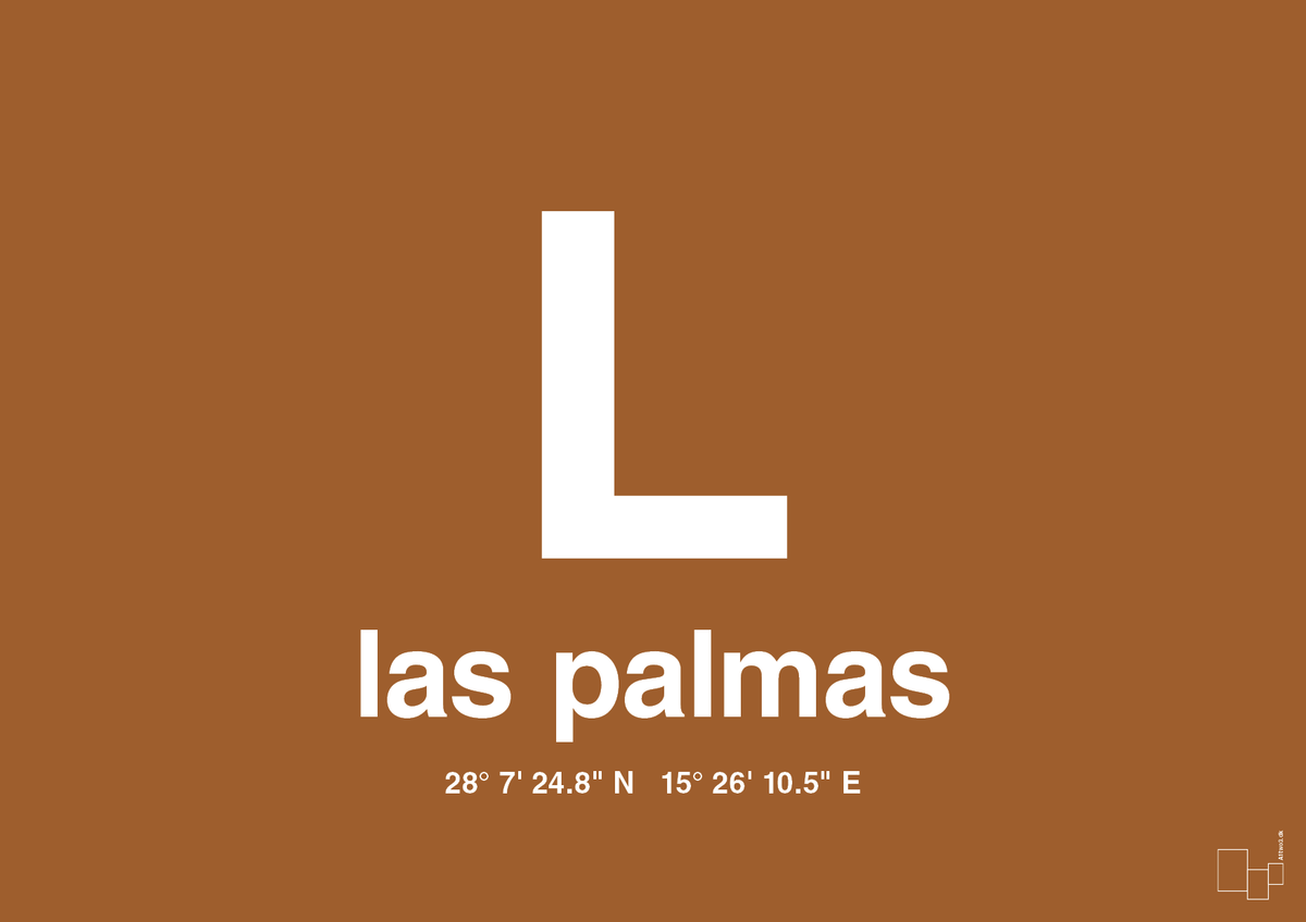 plakat: byplakat las palmas de gran canaria med koordinater - cognac-Byer-A1two3