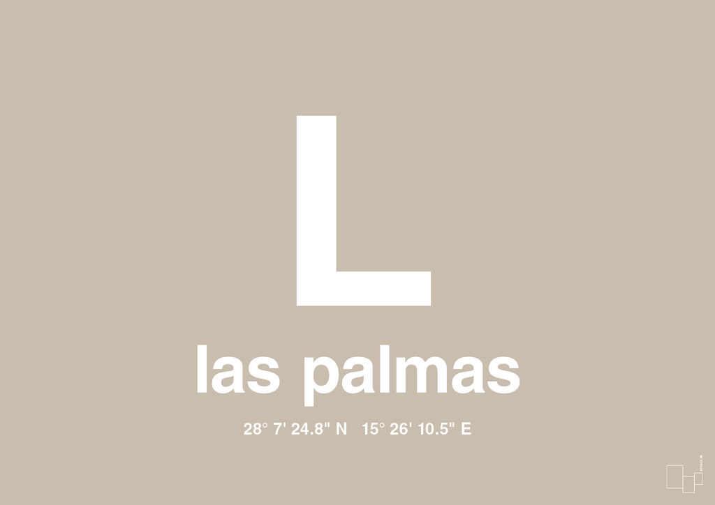 plakat: byplakat las palmas de gran canaria med koordinater - creamy mushroom-Byer-A1two3