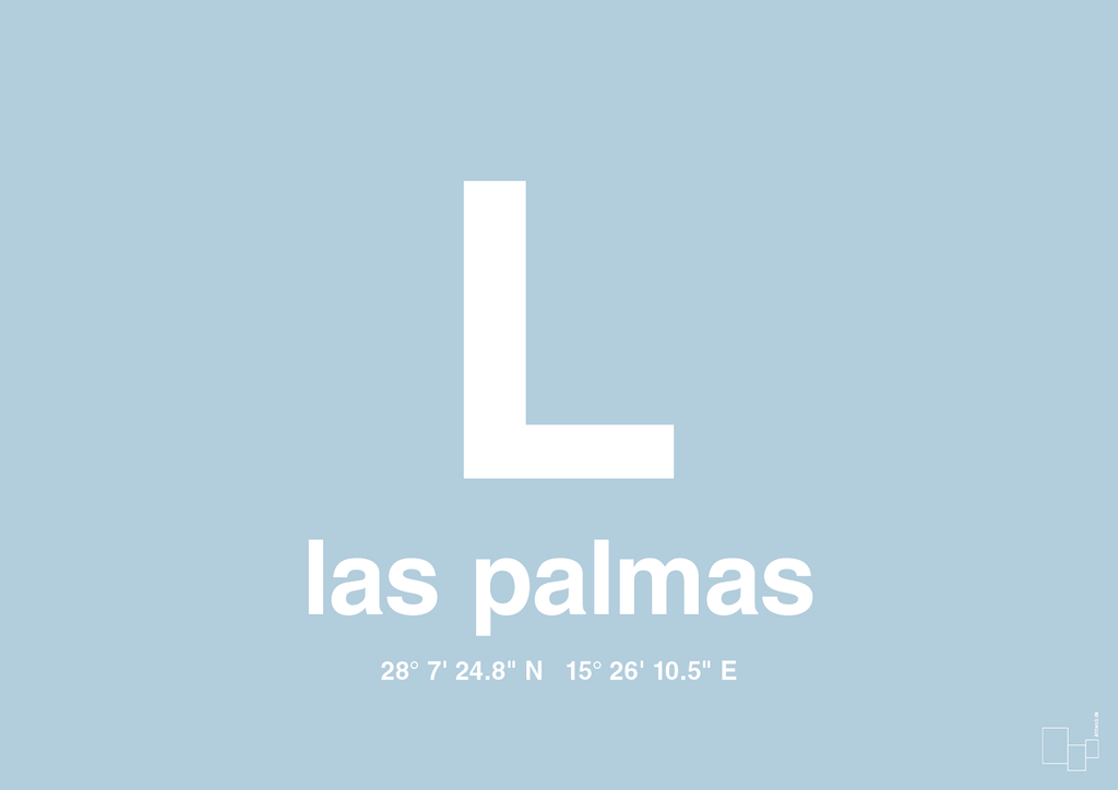 plakat: byplakat las palmas de gran canaria med koordinater - heavenly blue-Byer-A1two3