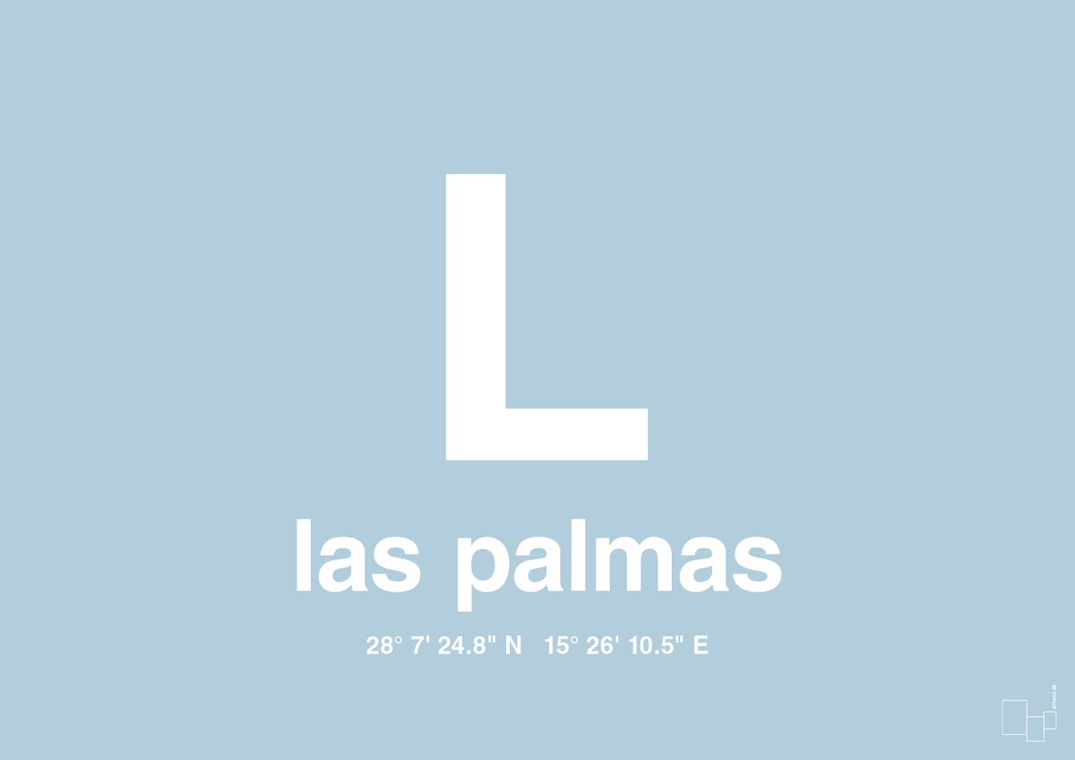 plakat: byplakat las palmas de gran canaria med koordinater - heavenly blue-Byer-A1two3