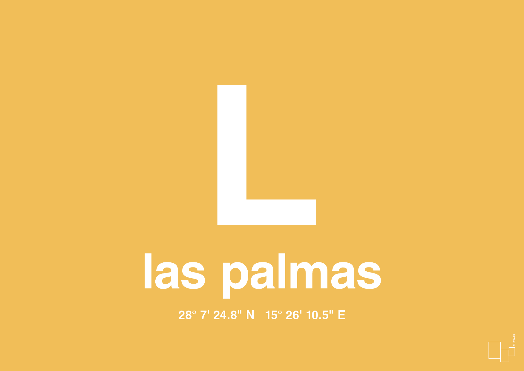 plakat: byplakat las palmas de gran canaria med koordinater - honeycomb-Byer-A1two3