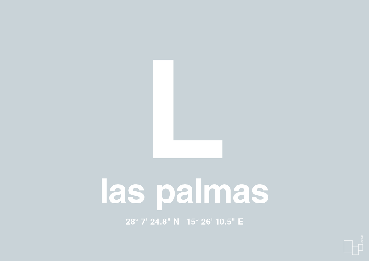 plakat: byplakat las palmas de gran canaria med koordinater - light drizzle-Byer-A1two3