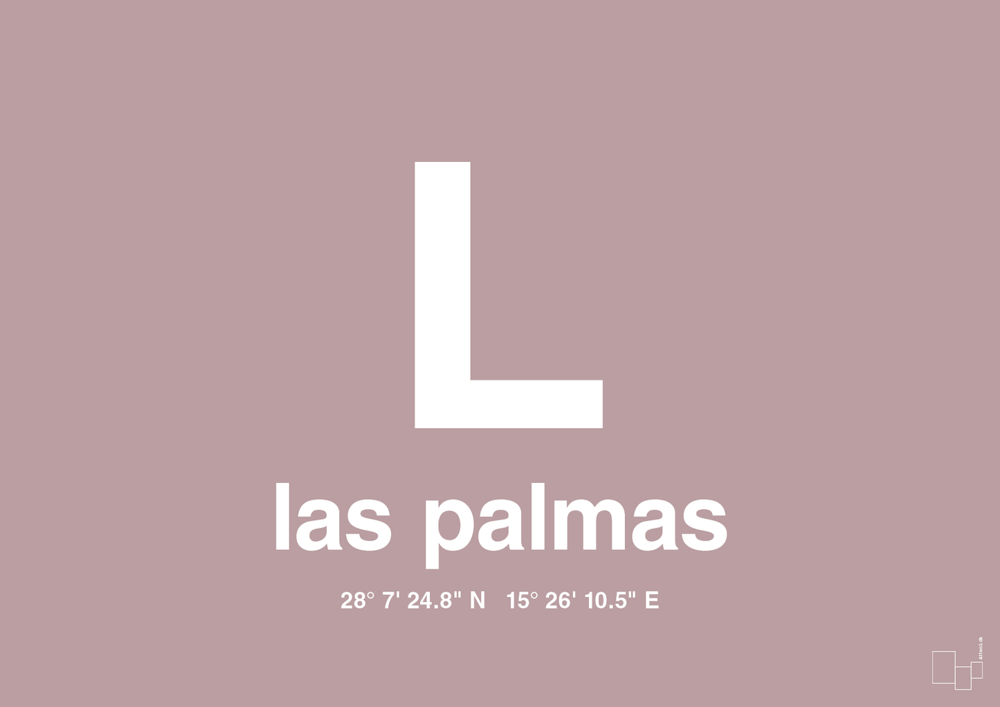 plakat: byplakat las palmas de gran canaria med koordinater - light rose-Byer-A1two3