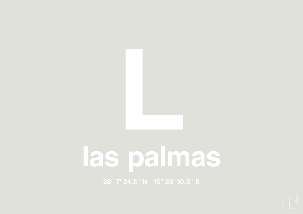 plakat: byplakat las palmas de gran canaria med koordinater - painters white-Byer-A1two3