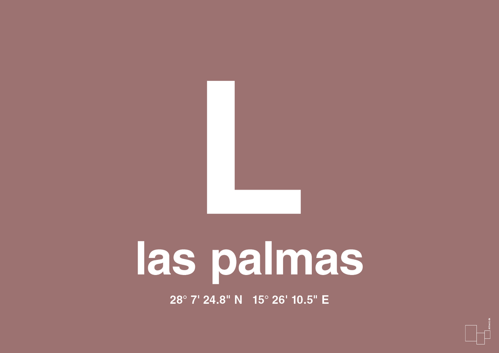 plakat: byplakat las palmas de gran canaria med koordinater - plum-Byer-A1two3