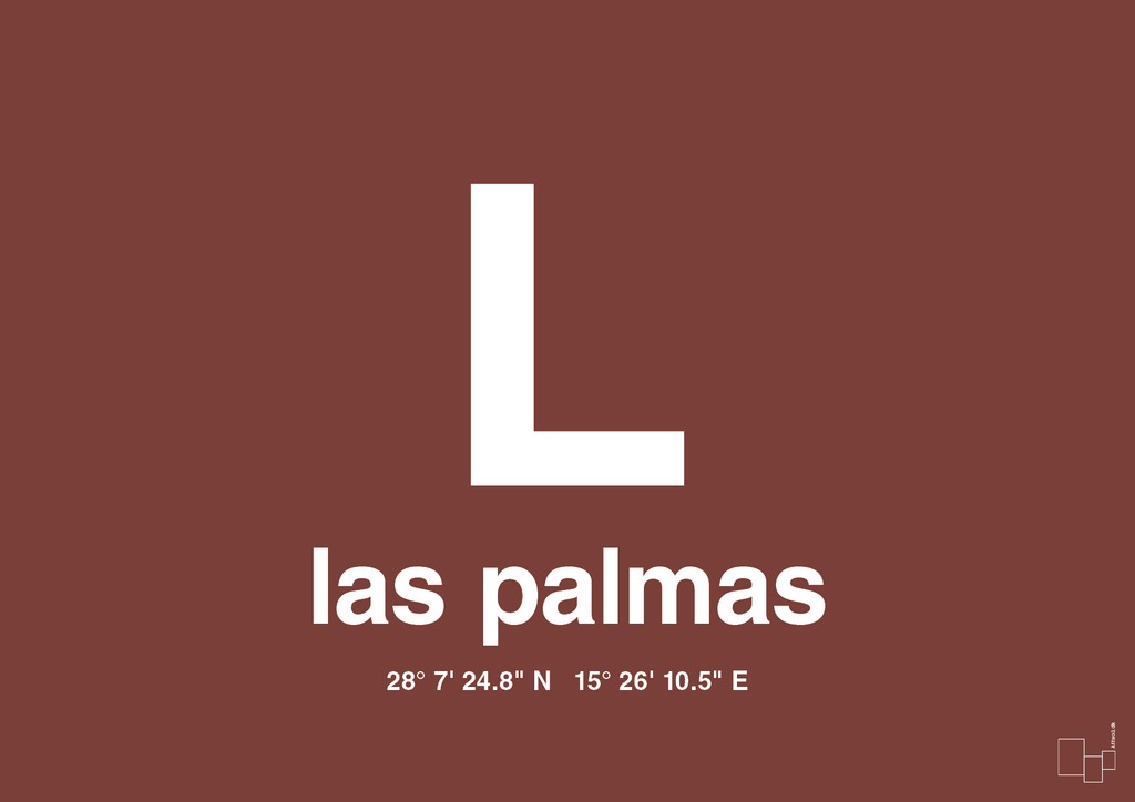 plakat: byplakat las palmas de gran canaria med koordinater - red pepper-Byer-A1two3