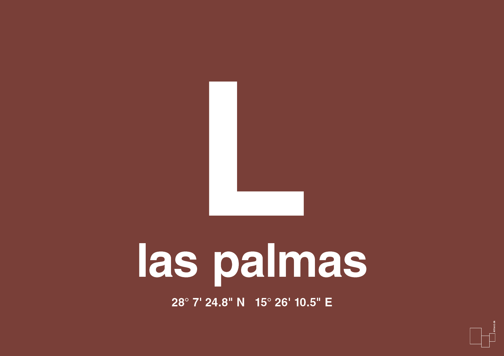 plakat: byplakat las palmas de gran canaria med koordinater - red pepper-Byer-A1two3