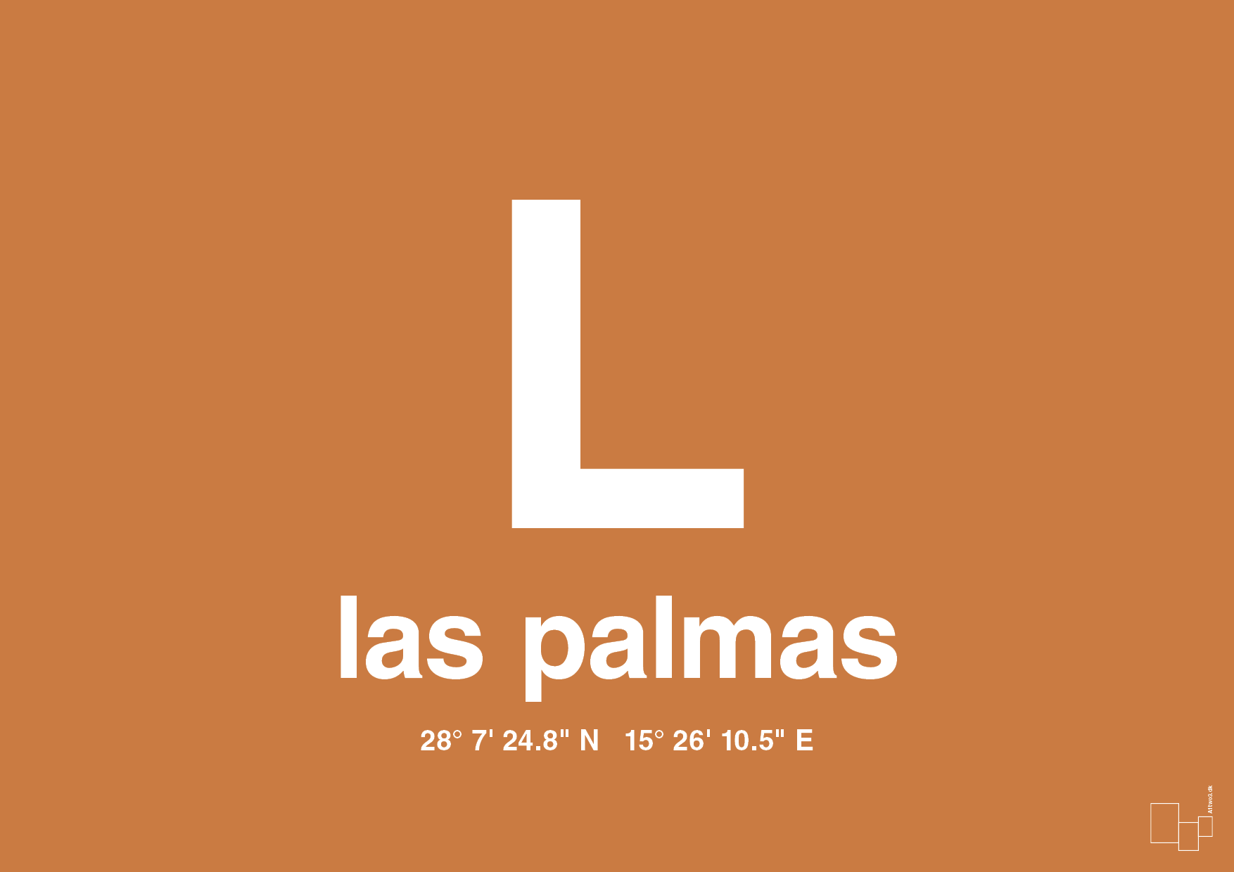 plakat: byplakat las palmas de gran canaria med koordinater - rumba orange-Byer-A1two3
