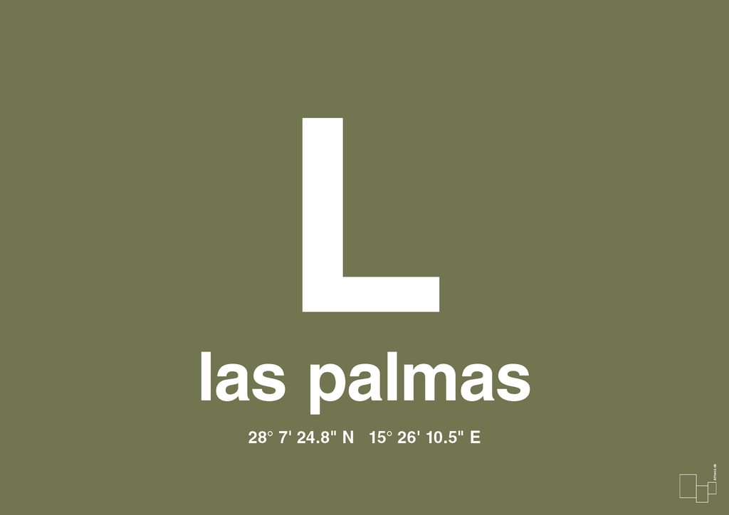 plakat: byplakat las palmas de gran canaria med koordinater - secret meadow-Byer-A1two3