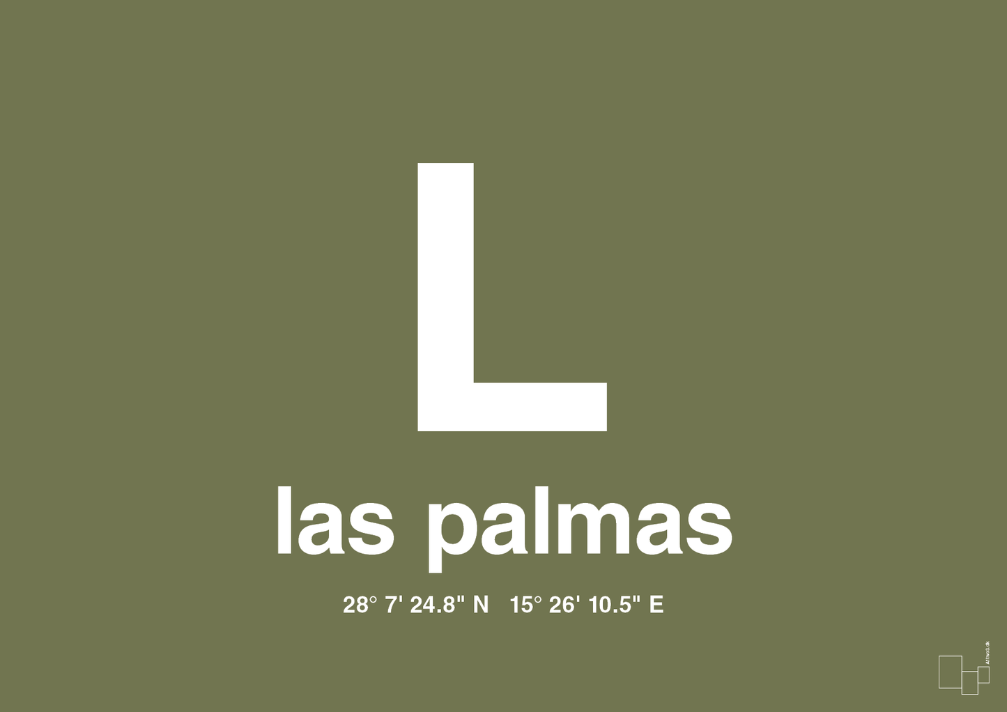 plakat: byplakat las palmas de gran canaria med koordinater - secret meadow-Byer-A1two3