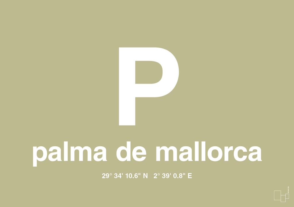 plakat: byplakat palma de mallorca med koordinater - back to nature-Byer-A1two3